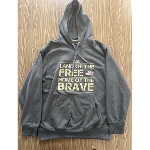 Realtree Land of the Free Graphic Hoodie Patriotic USA Flag Gray Mens Size XL